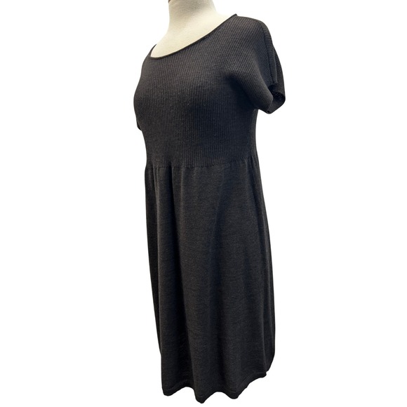 Eileen Fisher Sweater Dress Women Large Charcoal Gray Excellent 100% Wool Ribbed - Picture 3 of 7